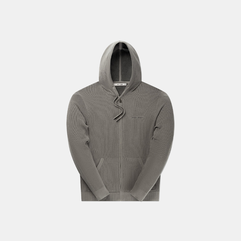 Flat Knit Hoodie Grey