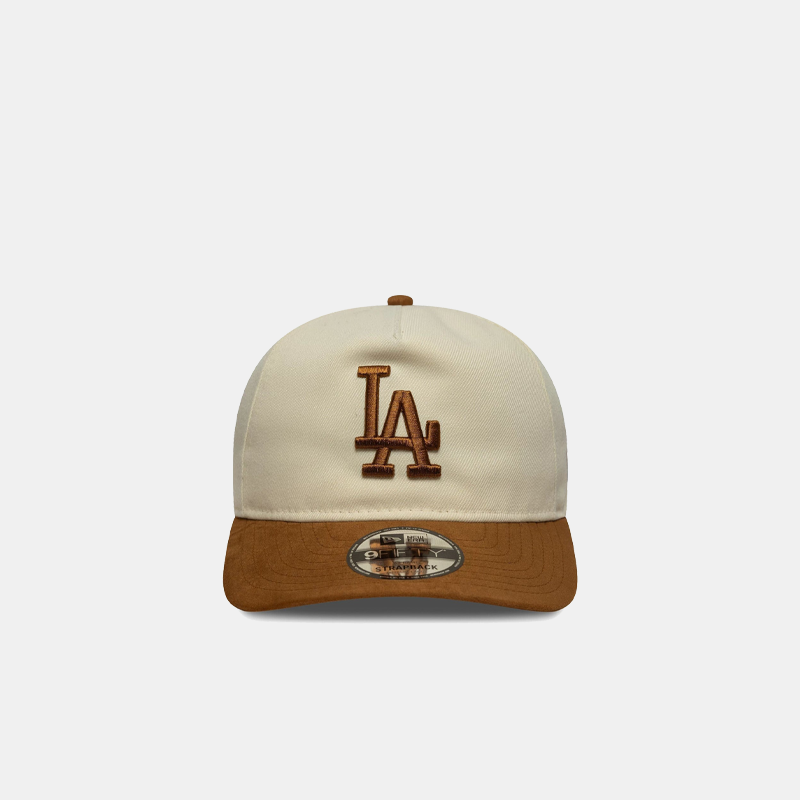 LA Dodgers MLB Suede Visor Light Beige 9FIFTY A-Frame Snapback Cap