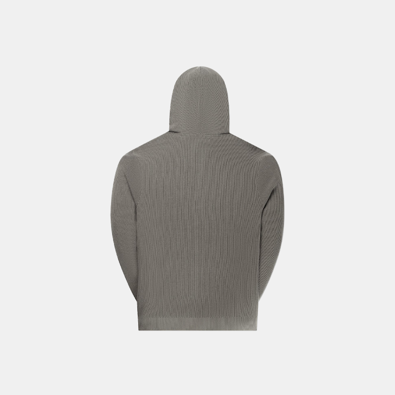 Flat  Knit Hoodie Grey