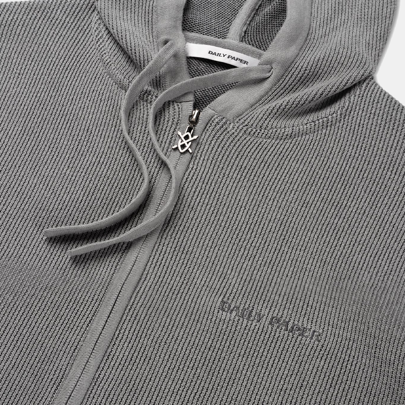 Flat  Knit Hoodie Grey
