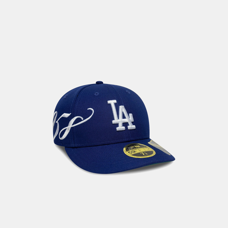 LA Dodgers MLB Est Script Dark Blue Low Profile 59FIFTY Fitted Cap