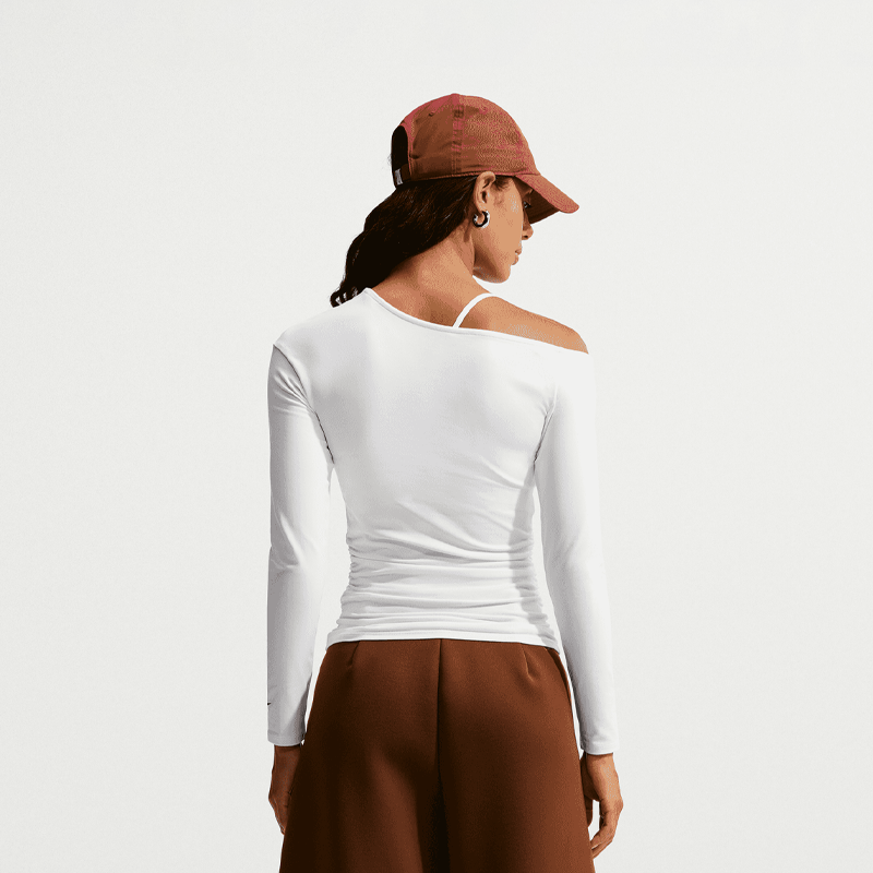 NIKE LONG SLEEVE FITTED OFF SHLDR TOP W