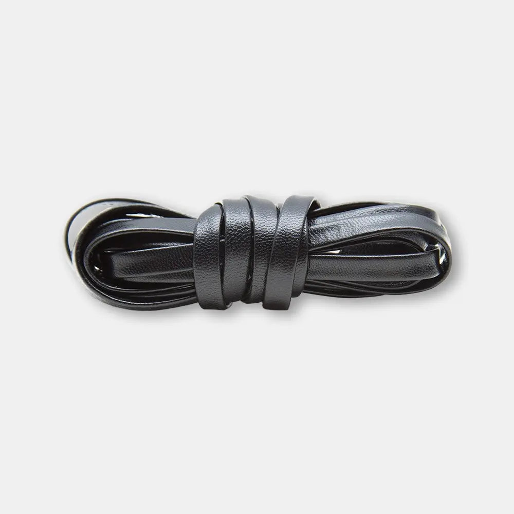 Leather Laces Black Gunmetal Plated Aglets 45" Angelus