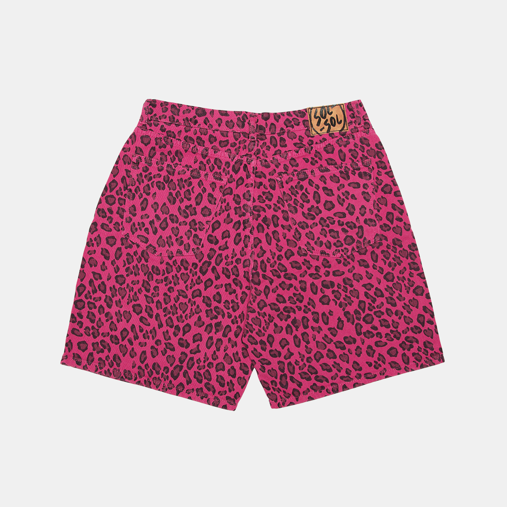 Leopard Print Jorts Pink